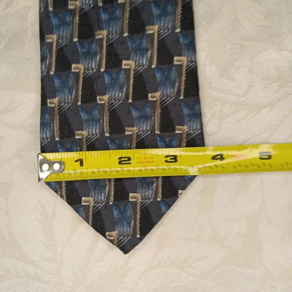 Vintage Barrington Silk Tie Mens Retro Abstract Geometric 3D Block Art Deco 58x4